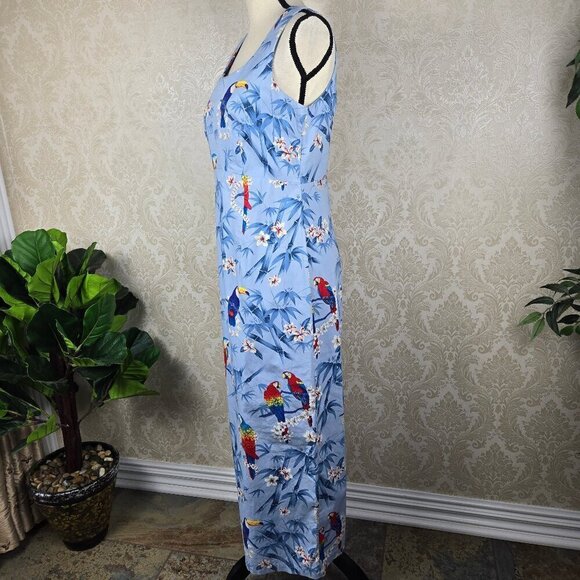 Hilo Hattie the Hawaiian Original Size 10 Blue Dress Florals Birds Sleeveless - Picture 5 of 14